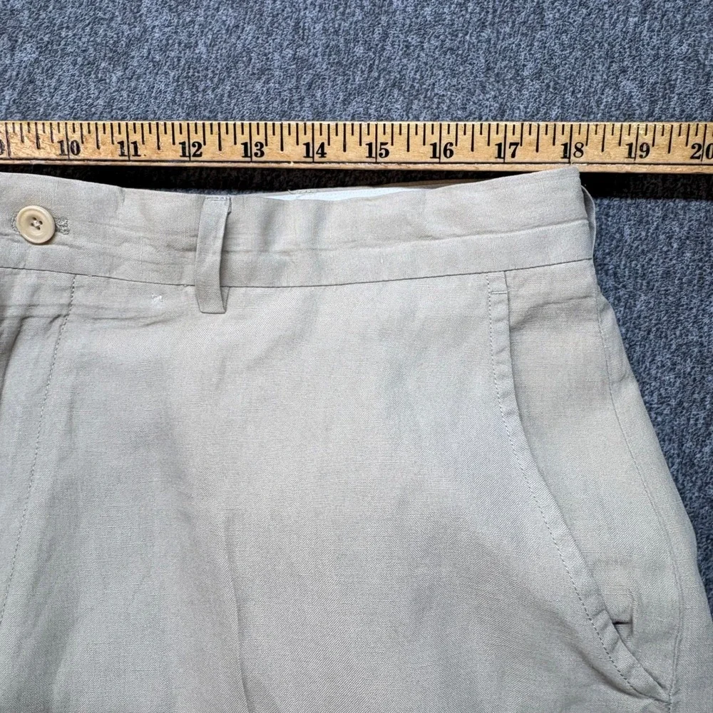 Polo Ralph Lauren Mens 36x27.5 Beige Linen Silk Blend Flat Front Trousers Pants